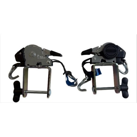 Paire de sangles à cliquet avec enrouleur automatique pour retenue mécanique. Pour palonnier à ventouses EM4